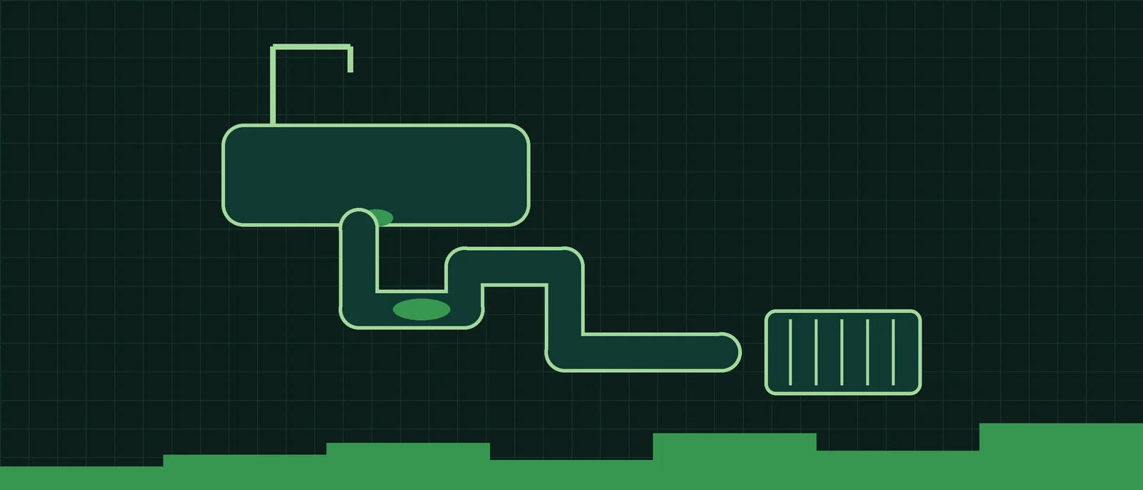 Drawing of a kitchen sink above a drain pipe with a trap and a floor gully